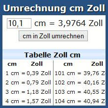 umrechnung zoll cm|Umrechnung Zoll cm online